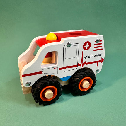 Wooden ambulance with wheels