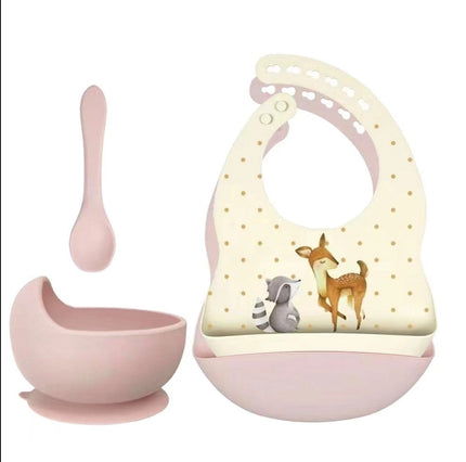 Silicone bib, bowl and spoon set