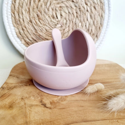 Silicone bowl with suction cup and spoon